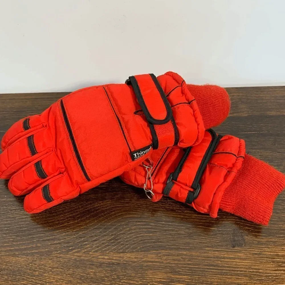 Vintage Montogery Wards Women's Thinsulate Winter Gloves Red S/M